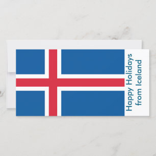 Carte avec drapeau de l'Islande, Joyeuses Fêtes