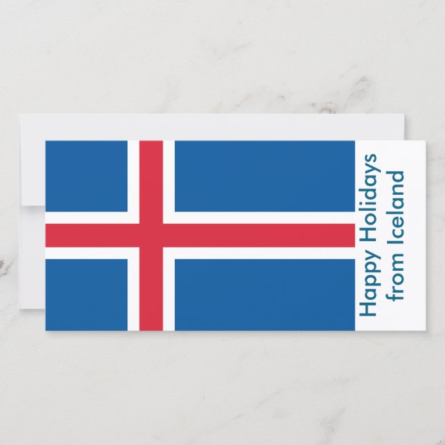 Carte avec Drapeau d'Islande, Joyeuses fêtes (Devant)