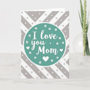 Carte avec emblème sarcelle « Je t'aime maman »
