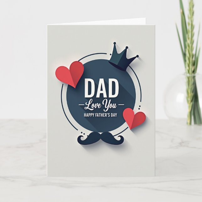 Carte avec icône de couronne "Je t'aime Papa" (Devant)