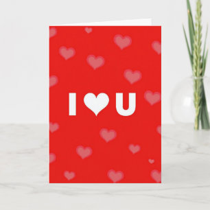 Carte avec impression 'Red Hearts I Love You'