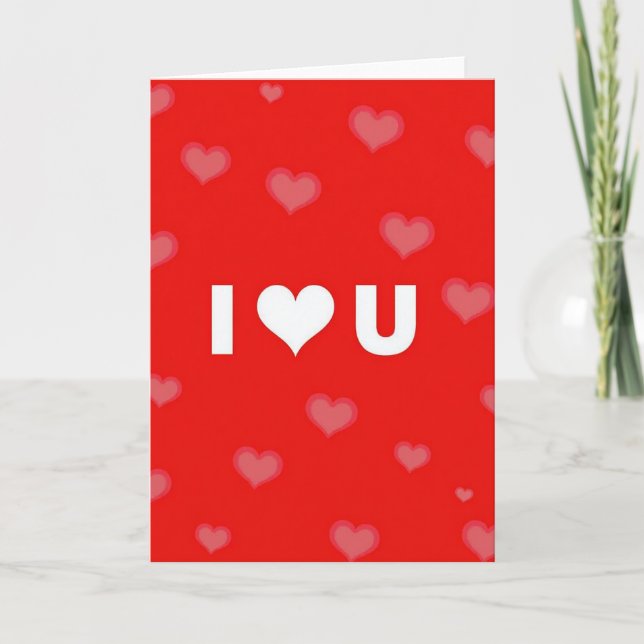 Carte avec impression 'Red Hearts I Love You' (Devant)