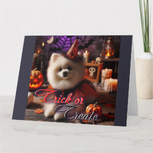 Carte avec imprimé d'une Poméran blanche