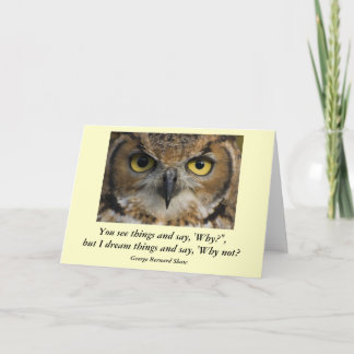 Carte avec la citation - yeux de hiboux