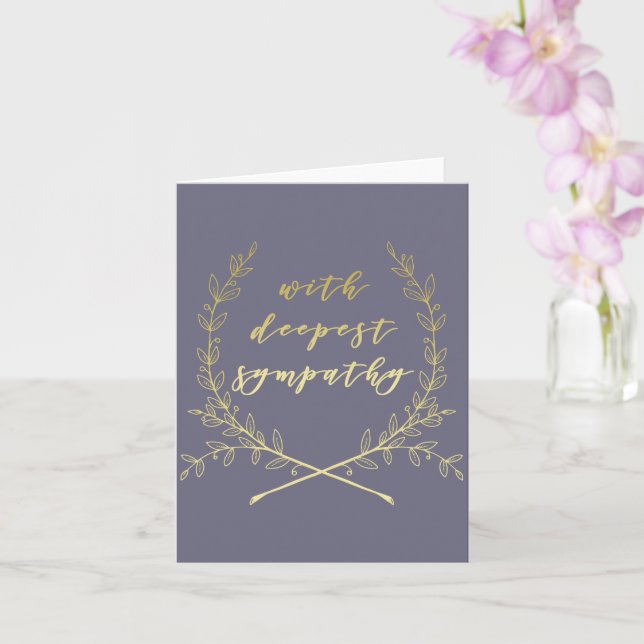 Carte Avec la plus profonde sympathie, Gold brush script (Orchidée)