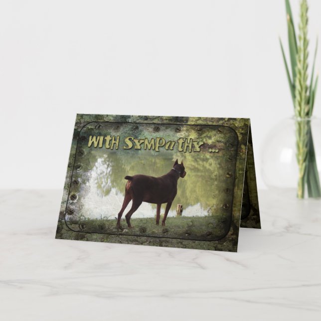 Carte Avec la sympathie - dobermann donnant sur un lac (Devant)