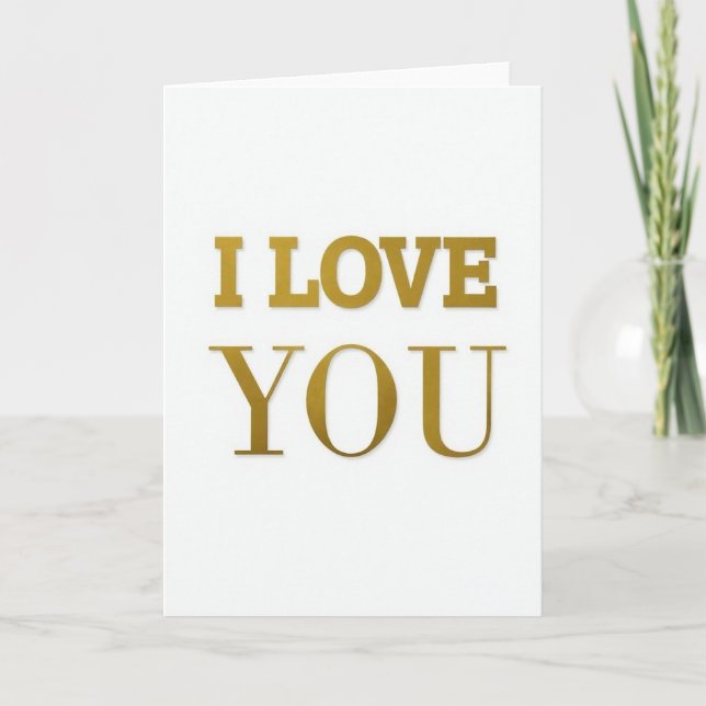 Carte avec lettrage doré 'Je t'aime' (Devant)