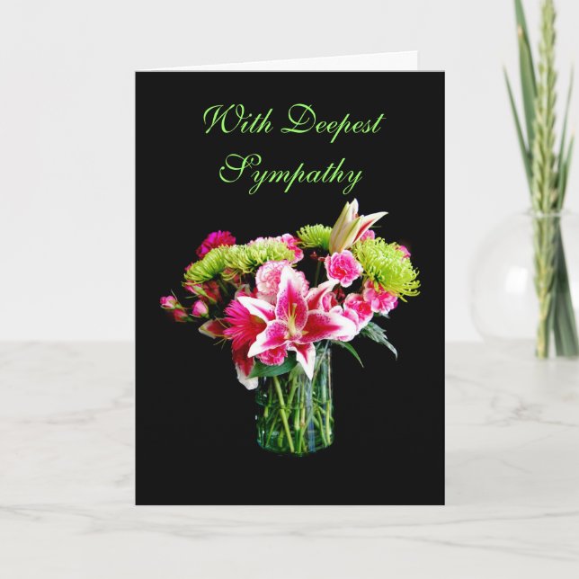 Carte Avec mes plus sincères condoléances, Bouquet de Ly (Devant)