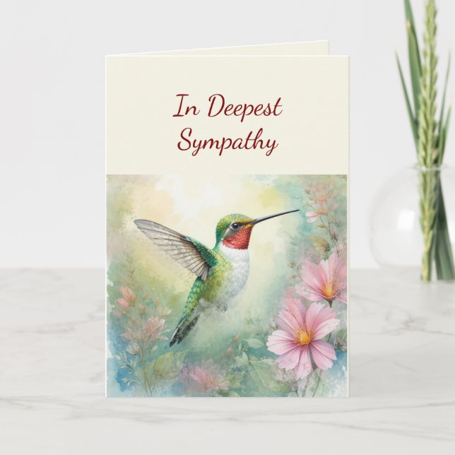 Carte Avec mes plus sincères condoléances Hummingbird Am (Devant)