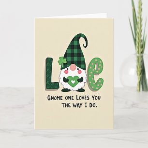 Carte avec motif de cœur et gnome amoureux