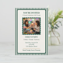 Carte avec photo, invitation à une fête entre amis