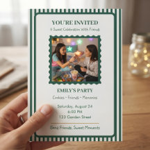 Carte avec photo, invitation à une fête entre amis