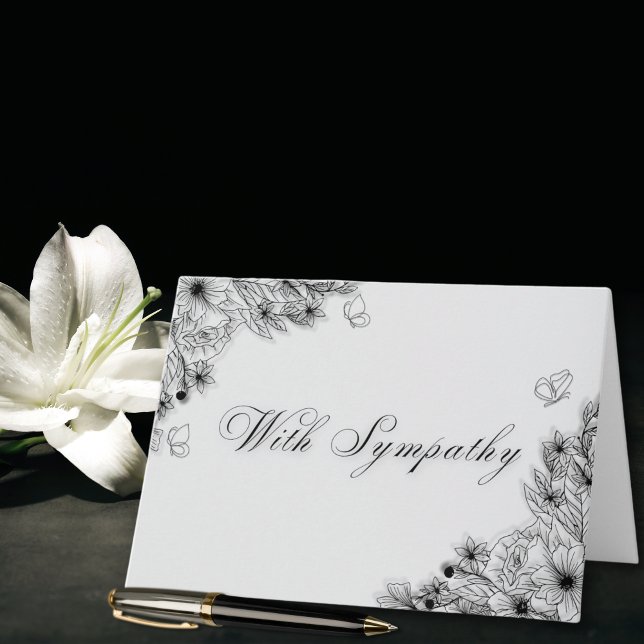 Carte Avec Sympathie Accent Floral Minimal (Créateur téléchargé)