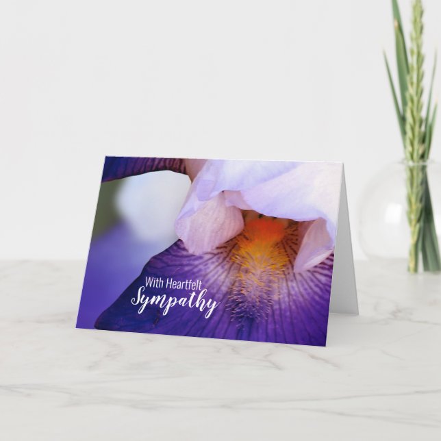 Carte Avec Sympathie Du Coeur Violet Iris Photo Florale (Devant)