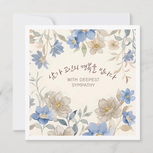 Carte Avec Sympathie Profonde Fleur de Deuil Coréenne  (Devant)