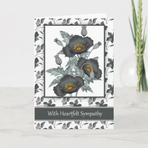 Carte Avec Sympathy Stylé Black Et Gold Poppies