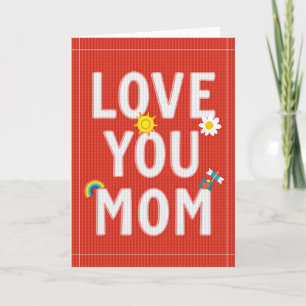 Carte avec texture tissée "Je t'aime maman"