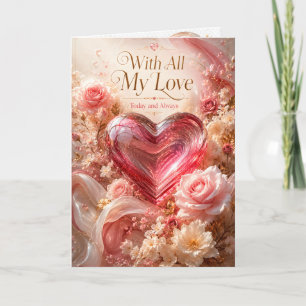 Carte Avec tout mon amour Rose romantique Cœur salutatio