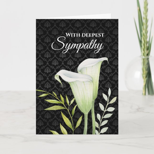 Carte Avec une profonde Sympathie Blanc Calla Lys Vert F (Devant)