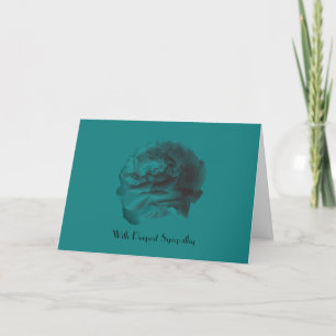 Carte Avec une profonde sympathie, Rose Turquoise