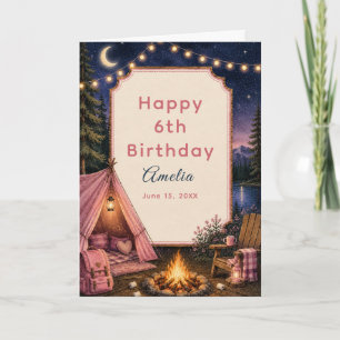 Carte Aventure de feu de camp d'anniversaire en forêt