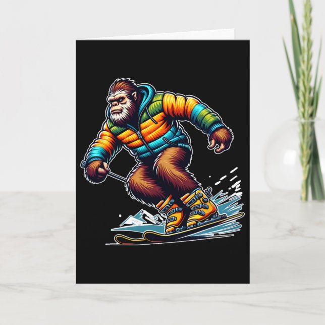 Carte Aventure de ski Sasquatch Bigfoot Fun hivernal  (Devant)
