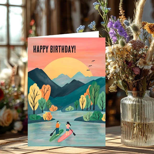 Carte Aventures d'anniversaire Paddleboarding SUP Planch (Birthday Adventures Paddleboarding SUP Paddleboard Card
)