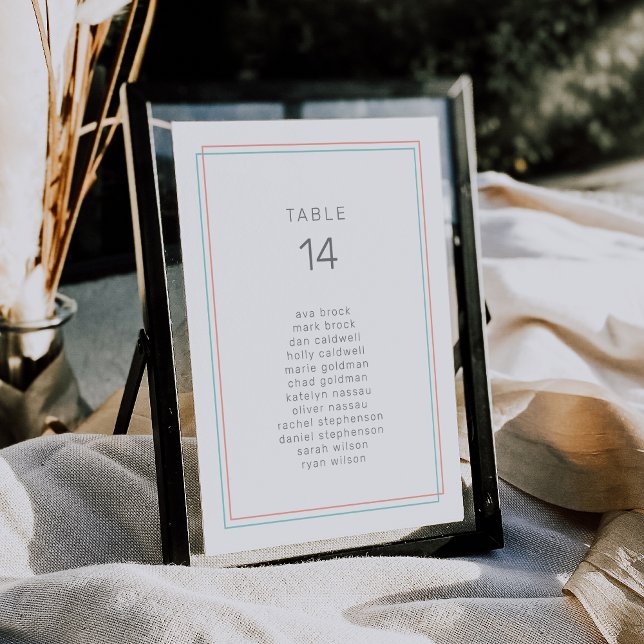 Carte AVERT Corail et Mariage Turquoise Cartes de  (AVERY Coral and Teal Wedding Seating Chart Cards)