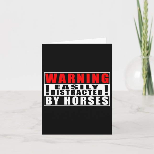Carte Avertissement Facilement Distrait Par Les Chevaux  (Devant)