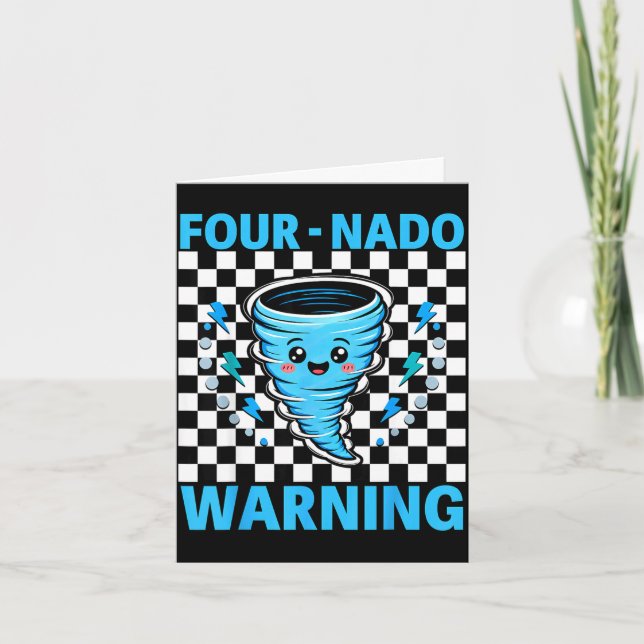 Carte Avertissement Four nado 4e anniversaire 4 ans enfa (Devant)