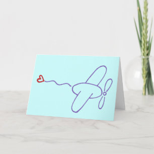 Carte Avion avec une Fête des pères de coeur heureuse