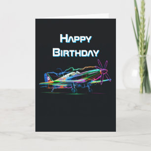Carte Avion Coloré en Vol, Anniversaire d'Aviation
