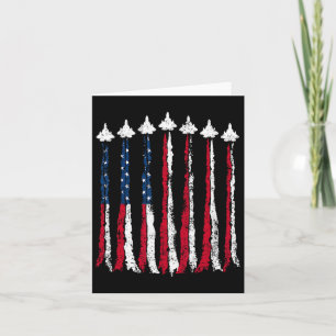 Carte Avion de chasse rétro Avion American Flag Heart 4t