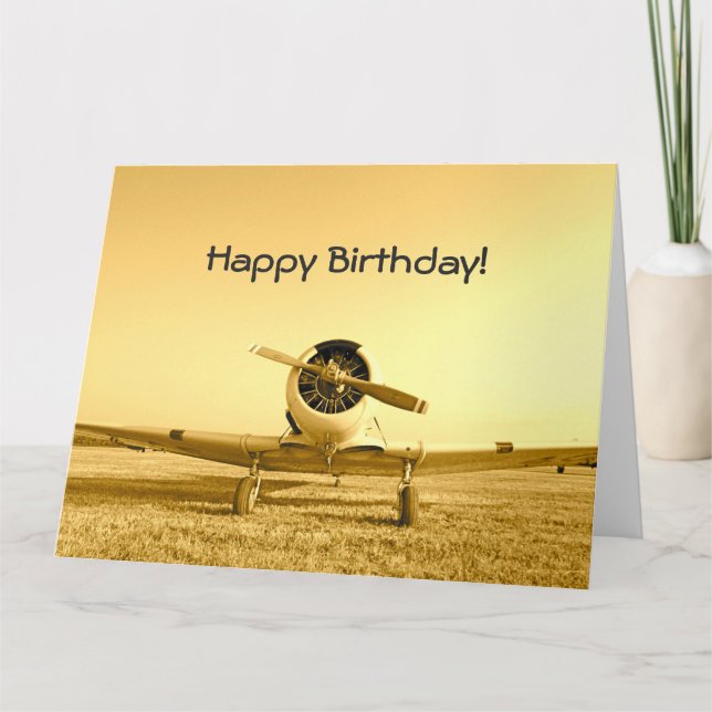 Carte Avion de combat Vintage Jaune Anniversaire Big (Devant)