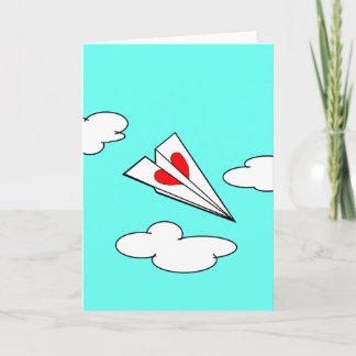 Carte Avion en papier avec coeur
