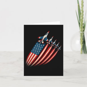 Carte Avion Patriotique Fighter Jet Drapeau Usa 4 Juil