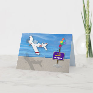 Carte Avion Pilote D'Anniversaire Au-Dessus De Plage