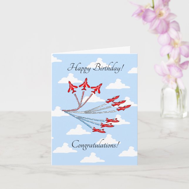 Carte Avions Red Jet (Blue Sky) personnalisables Anniver (Orchidée)