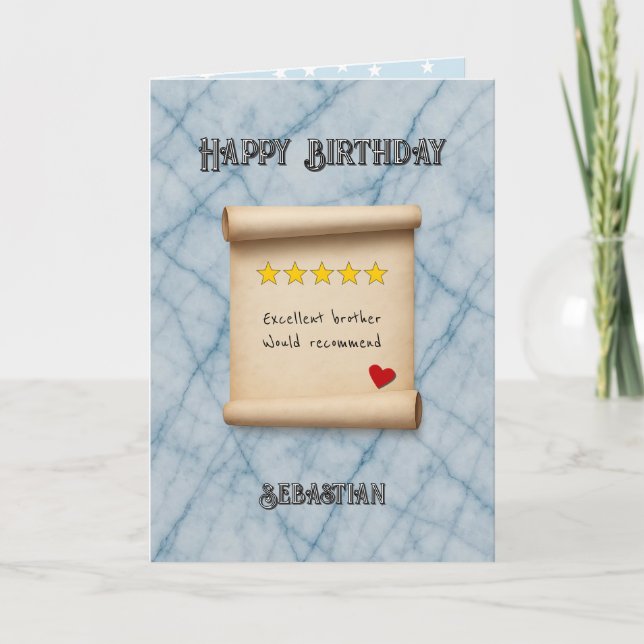 Carte Avis 5 étoiles pour frère bleu anniversaire (Devant)