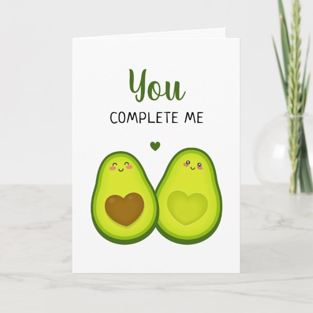 Carte Avocado mignon romantique Vous Me Complétez Annive (Devant)