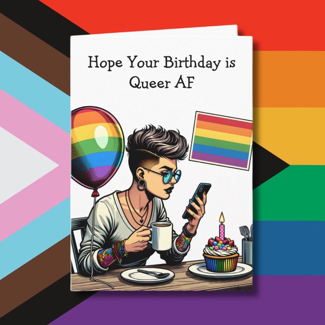 Carte Avoir un anniversaire Queer AF | Page Coloriage in (Créateur téléchargé)