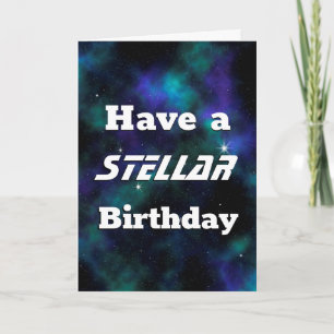 Carte Avoir un Anniversaire Stellar Blue Galaxy