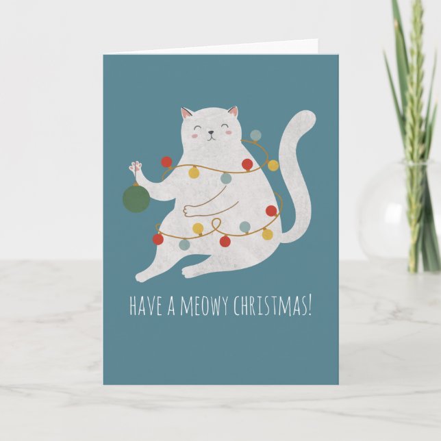 Carte Avoir un Noël Meowy personnalisable (Devant)