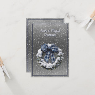 Carte Avoir Une Merveilleuse De Noël Bleu Plaid Ribbon