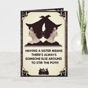 Carte Avoir une soeur : Une salutation vintage