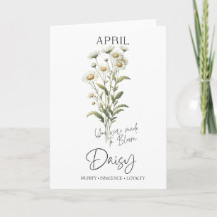 Carte Avril Anniversaire Mois de naissance Fleur Daisée