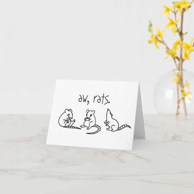 Carte Aw, Rats - Anniversaire tardif (Fleur jaune)