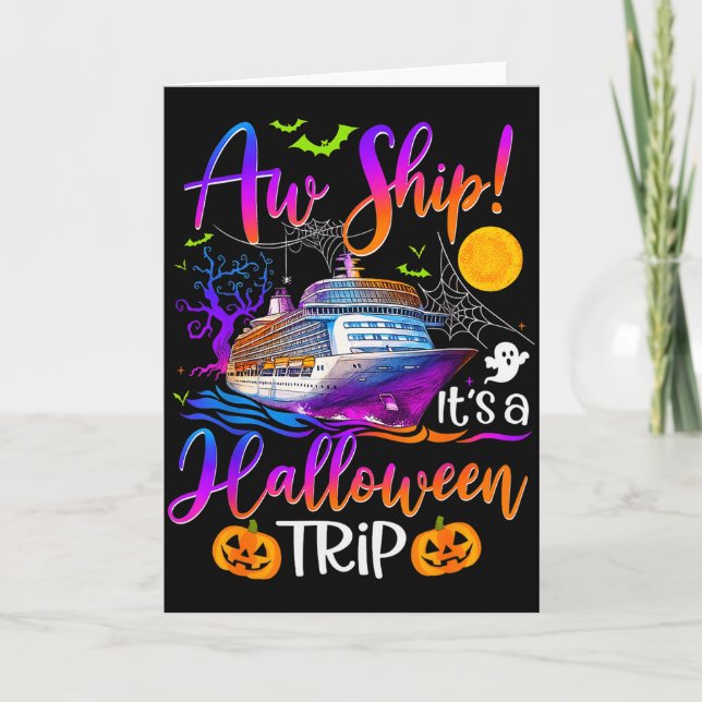 Carte Aw Ship Halloween Family Cruise Crew Family Vacati (Devant)