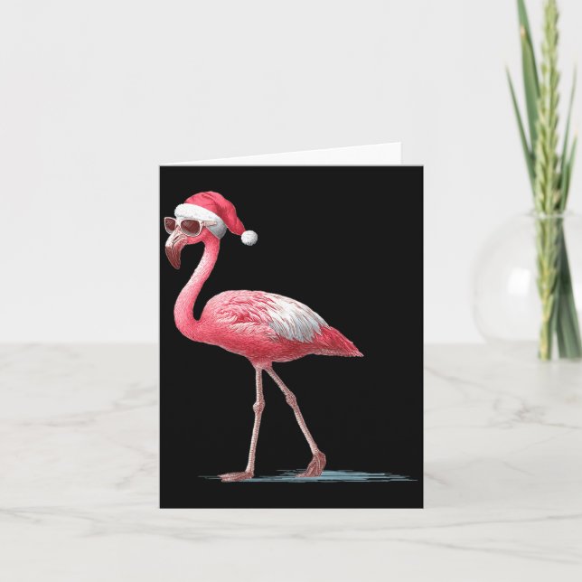 Carte Awesome Cool Flamingo With Christmas Hat And Sungl (Devant)