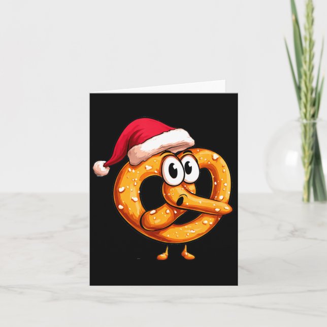 Carte Awesome Festive Pretzel With Santa Claus Hat Costu (Devant)